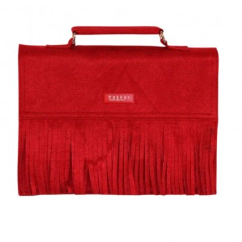 Schoolbag en Sude with Fringes - Red