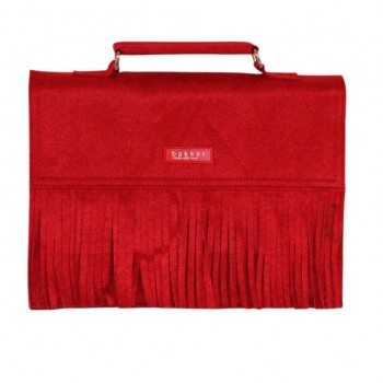 Cartable en Sude avec Franges - Rouge