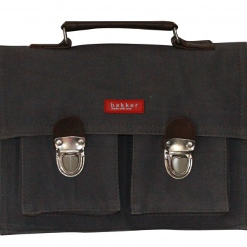 Schoolbag Canvas with Leather - Gray