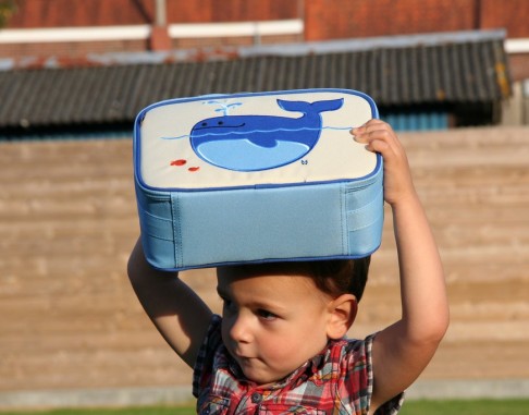 Toddler with Lucas Lunch Box