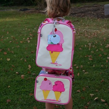 Toddler with Dolce and Panna Backpack and Lunchbox