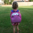 Toddler with Pink Monkey Backpack