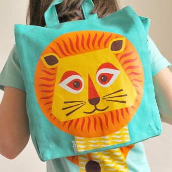 Child with Lion Backpack